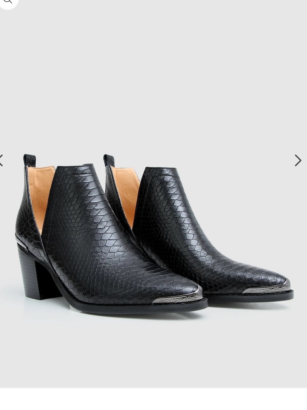 Belle & Bloom Austin Croc Embossed Leather Ankle Boots - Black - Like New